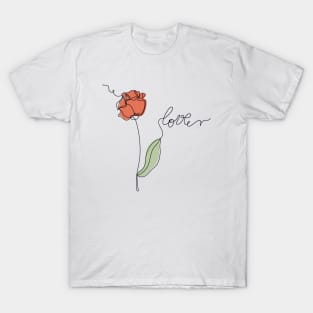 One line art rose T-Shirt